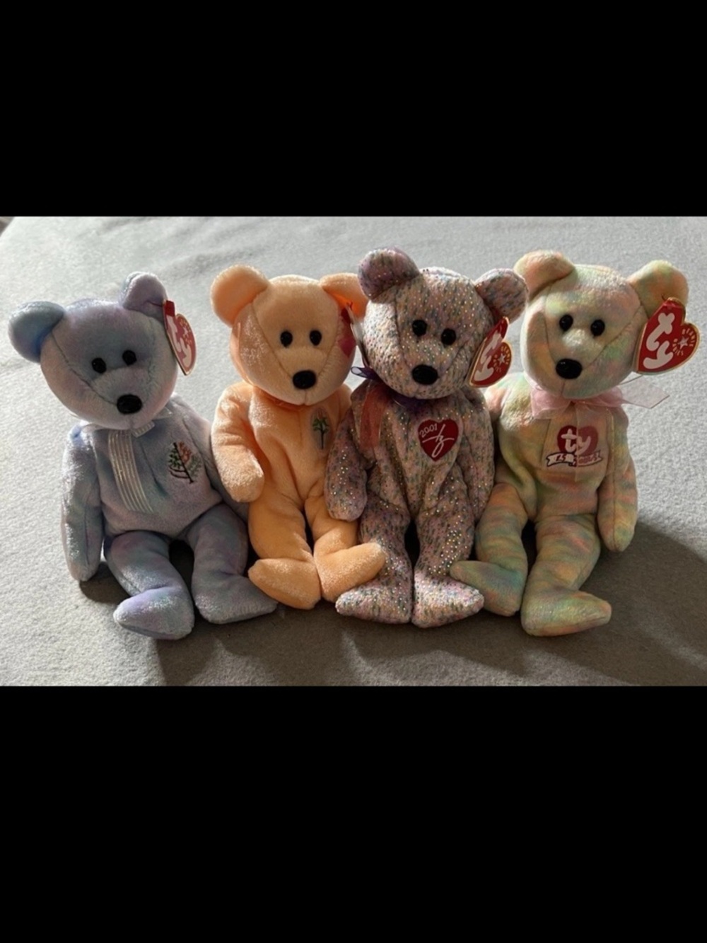 Vintage Retired TY Beanie Baby Bears Lot Set of 4 2000, 2001 Excellent Collect.
